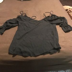 Cold shoulder tie shirt